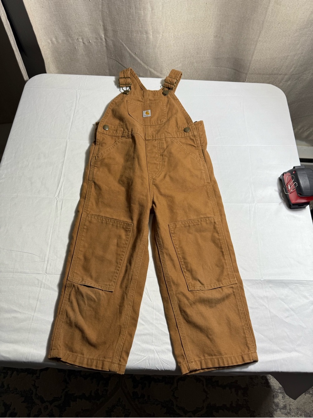 Carhartt Toddler Boys 3T Brown Duck Canvas Double Knee Bib Overalls